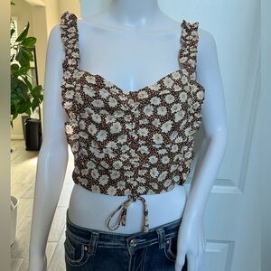 Papaya Brown Floral Crop Top
